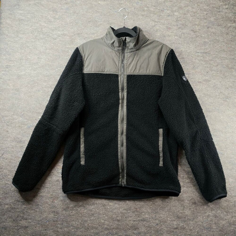 Kuhl Konfluence Fleece Jacket Men Large Black Gray Sherpa Full Zip Style 3227